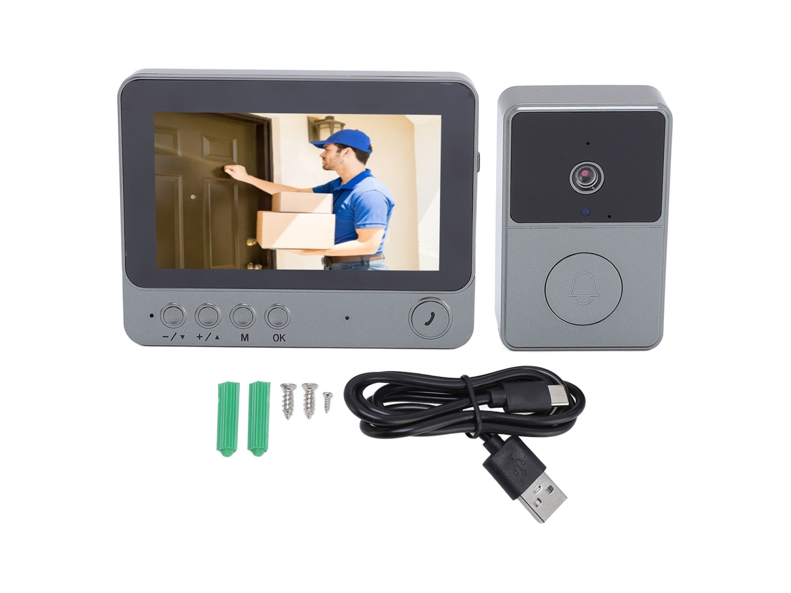Campainha De Vídeo Semi Fio Duplex Home 2.4g (sem Fio Duplex, Com Vídeo E Tela)