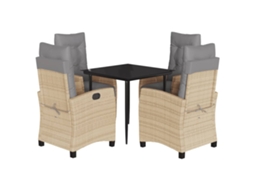 Garden Dining Set, Garden Dining Sets Vidaxl Bege Rattan / Vime (mesa Com 80 Cm De Comprimento)