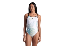 W Light Floral Swimsuit Lace Back Black White Multi Arena
