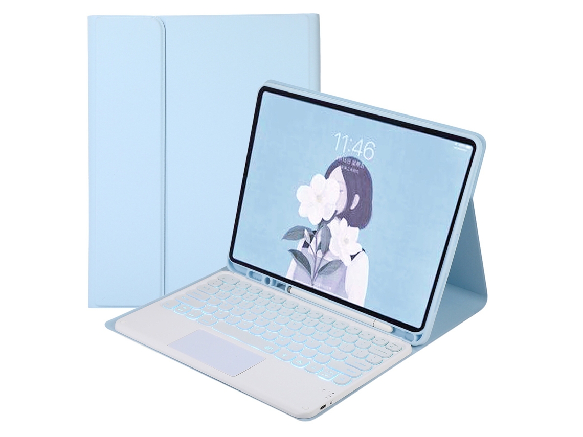 Capa de Teclado Bluetooth para Samsung Tab S10ultra 14.6 com Teclado de 12 polegadas, português, azul XIAOMOYU