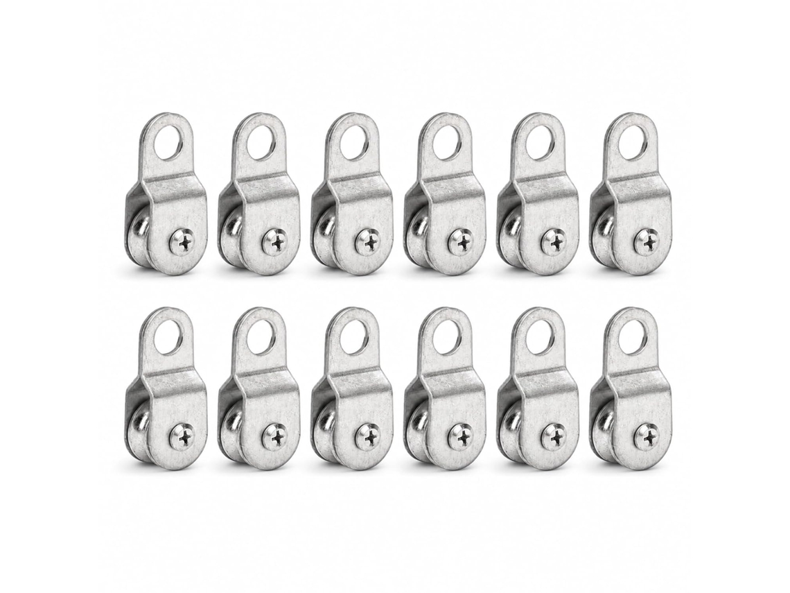Pacote Com 12 Polias Pequenas Para Puxadores De Cabos Metálicos, 6 Mm / 0,23 Polegadas