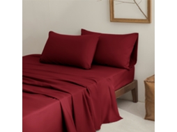 Conjunto Lençóis 4 Peças Lençol De Baixo 213x182*26cm Lençol De Cima 259*274cm 2 Fronhas 101x50cm Microfibra Bordô Hexinyigjly