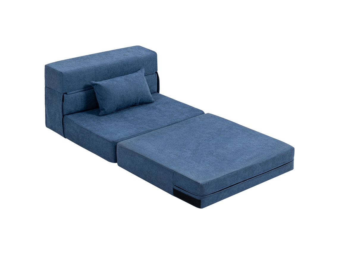 Sofá-cama Dobrável Com Almofada Inclusa Para Convidados E Sala/espaço Pequeno - Cor: Design Elegante Azul 1l Carga120kg