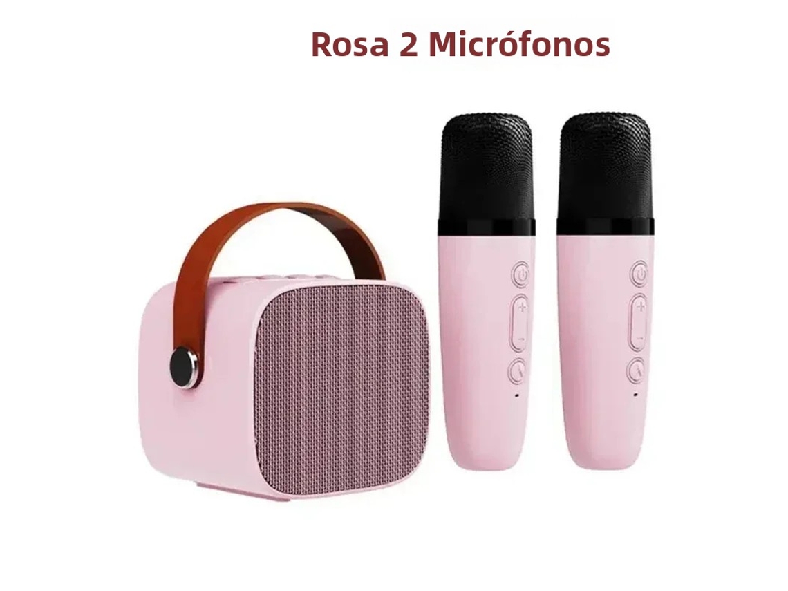 (rosa + 2 Microfones) Máquina De Karaokê Sem Fio Com Dois Microfones E Som Surround Estéreo De Alta Definição.