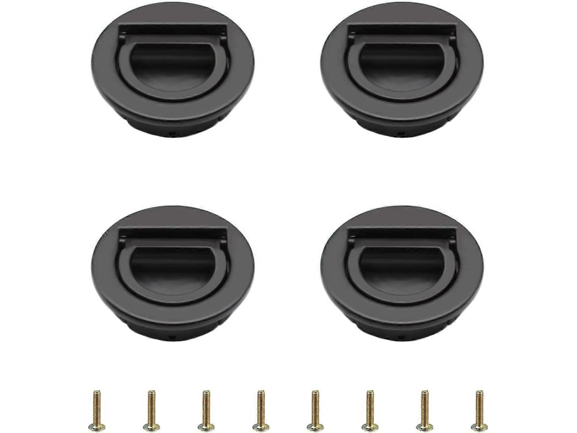 Conjunto de 4 Manillas Redondas Invisibles com anel de tração para portas de armário e cajones negro | S/MARCA