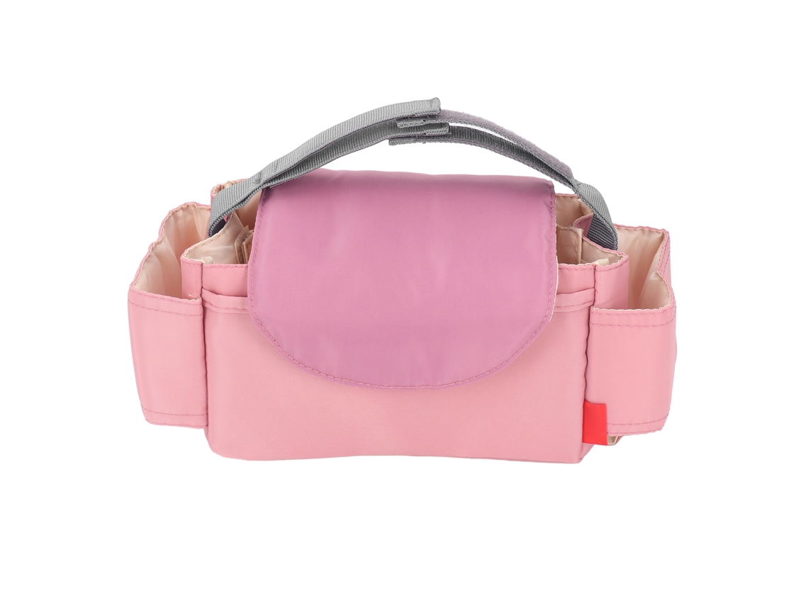 Bolsa Para Cochecito De Bebé Impermeable De Nylon Com Múltiplos Bolsos, Portamapas Simples E Resistente Ao Desgaste Rosa