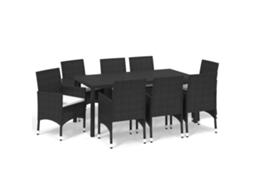 Dining Set, Dining Sets Vidaxl Preto Rattan / Vime (mesa Com 185 Cm De Comprimento)