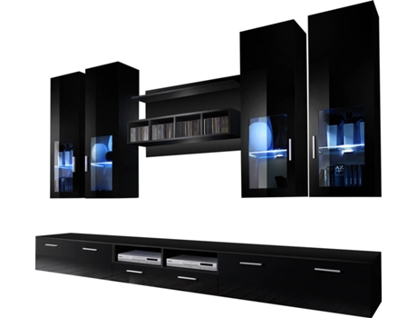 Conjunto de Móveis de TV  Acosta (Preto - 300x45,6x190 cm)