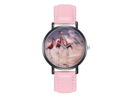 Reloj De Cuarzo Simple Y Moderno Con Correa De Cuero Pu Para Mujer (rosa)