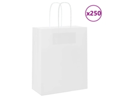 Vidaxl Sacos De Papel 250 Unid Com Alças Branco 18x8x22 Cm