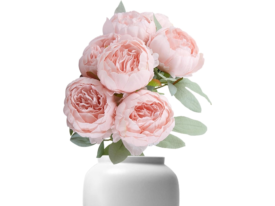 Flor De Peônia Artificial, 7 Cabeças Em Seda | Flores