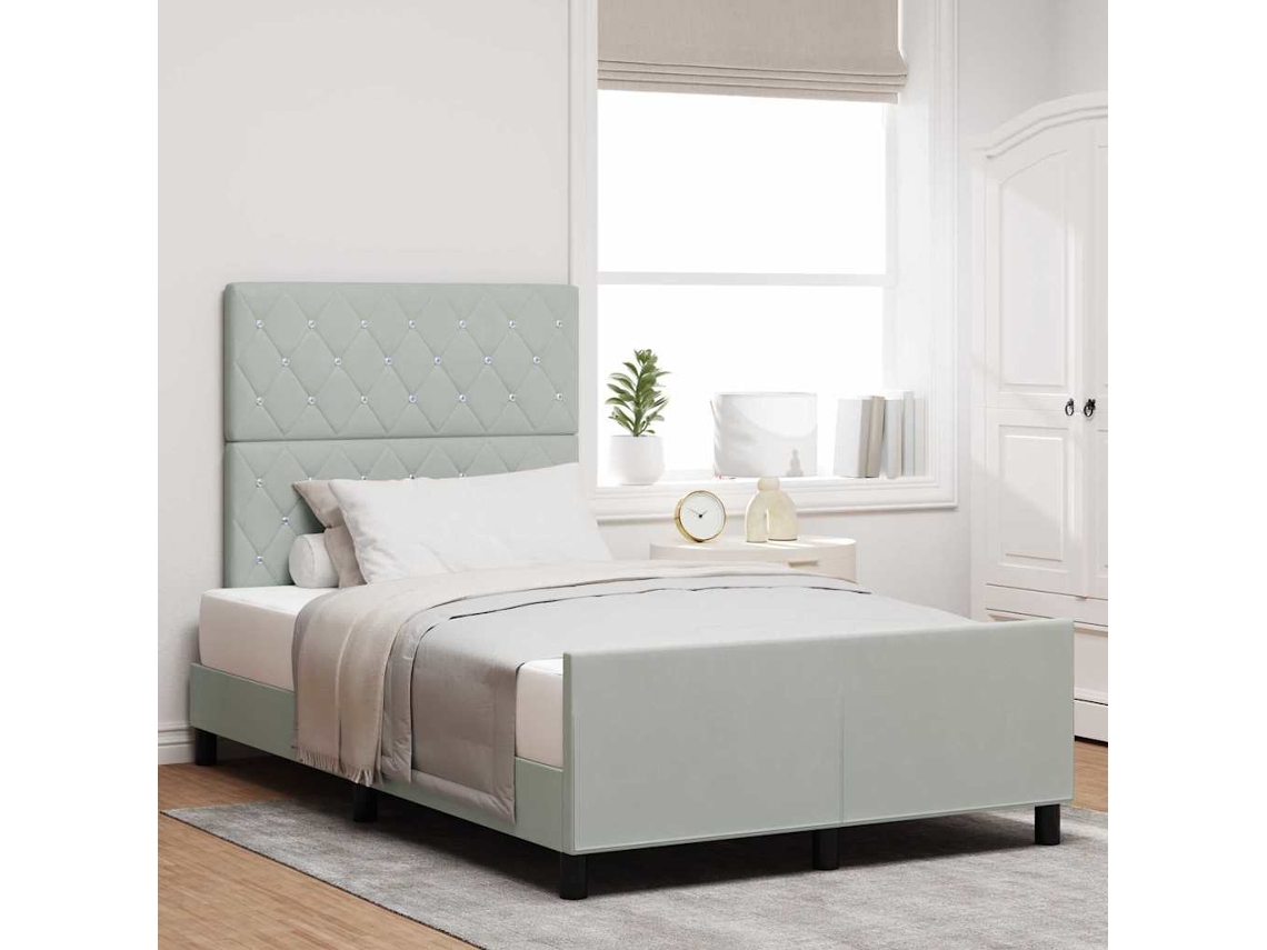 Vidaxl Cama Box Com Cabeceira Cinzento-claro 120 X 200 Cm Veludo