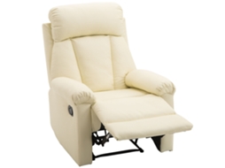 Poltrona Relax Reclinável PU Bege S/MARCA (80x97x107 cm, apoio pés retrátil, encosto alto)