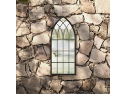 Vidaxl Espelho De Jardim P/ Uso Exterior Ferro 70x30 Cm Preto