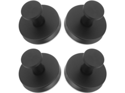 Conjunto De 4 Ganchos Com Ventosa Em Aço Inoxidável, Pretos, Design