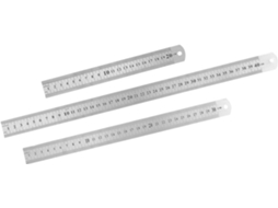 Régua De Metal Em Aço Inoxidável, 3 Peças, Escala Dupla, 30cm, Fácil De Guardar, Com Furo Para Pendurar, Ideal Para