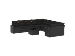 Maison Exclusive - 11 Pcs Conjunto Sofás De Jardim C/ Almofadões Vime Pe Preto