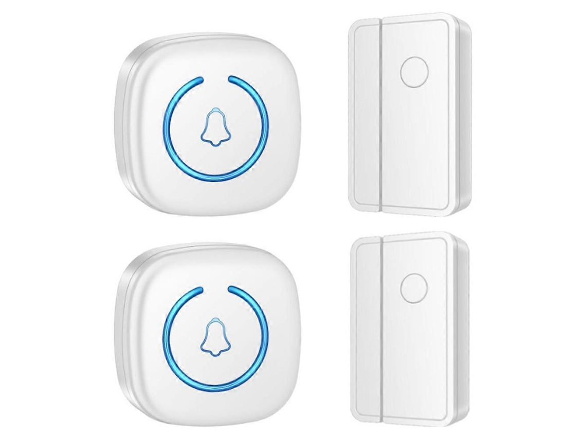 Campainha De Porta Comercial Sem Fio M8 Com Sensor Magnético, Alarme De Boas Vindas Para Visitantes, 2 Transmissores E 2 Receptores. Brilvibera