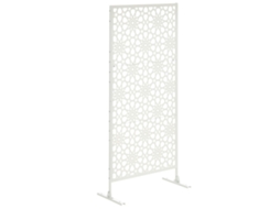 Painel De Privacidade Decorativo Exterior Branco Com Motivo Em Metal - 92x45x198 Cm