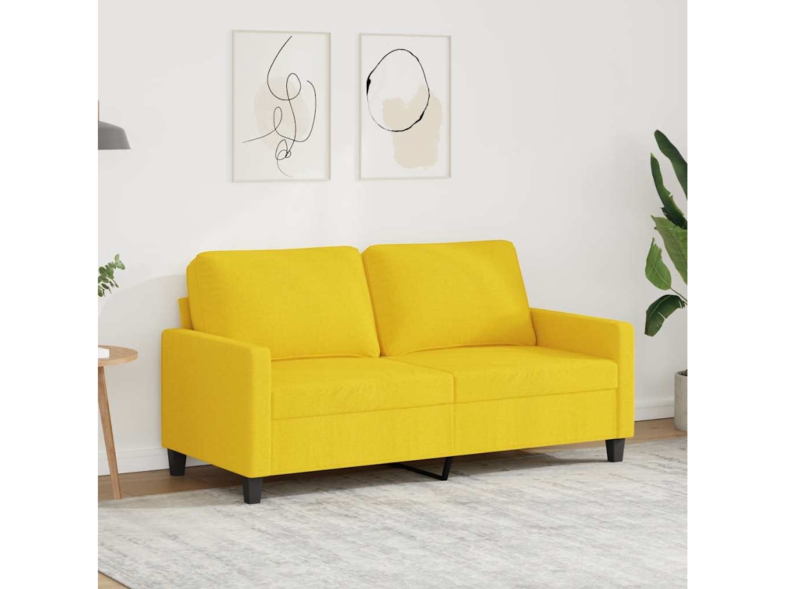 Vidaxl Sofá De 2 Lugares 140 Cm Tecido Amarelo-claro