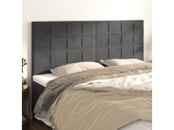 Cabecero de terciopelo de 4 piezas 90x5x78/88 cm gris oscuro