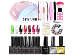 Kit De Lâmpada Uv/led Para Unhas E Esmalte Em Gel De 54w: Conjunto Completo De Ferramentas Para Iniciantes, Inclui Adesivos E Decorações Para Unhas.4-