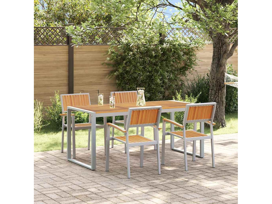 Vidaxl Conjunto De Jantar Para Jardim 5 Unid. Cinzeto
