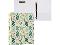Pasta de 3 Argolas para Papel Tamanho Carta , Lindas Estampas Ovos Páscoa com Prancheta, Pranc (27,9 X 21,6 Cm)