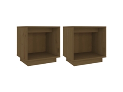 Bedside Cabinet, Bedside Cabinets Vidaxl Marrom Madeira De Pinho (n/a)