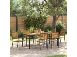 Vidaxl Conjunto De Jantar Para Jardim 7 Unid. Preto E Marrom Vime Pe