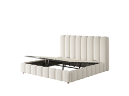 Cama Estofada De Casal, 180*200cm, Com Sistema Hidráulico Funcional, Estrado De Ripas, Cabeceira E Amplo Espaço De Armazenamento