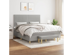 Vidaxl Cama Com Molas/colchão 180x200 Cm Tecido Cinzento-claro