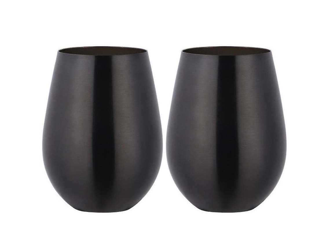 2026 vasos de Vino Inoxidable Sin Tallo, Taza Portátil Al Aire Libre, Set de 2 Vasos Metálicos Gre Negro