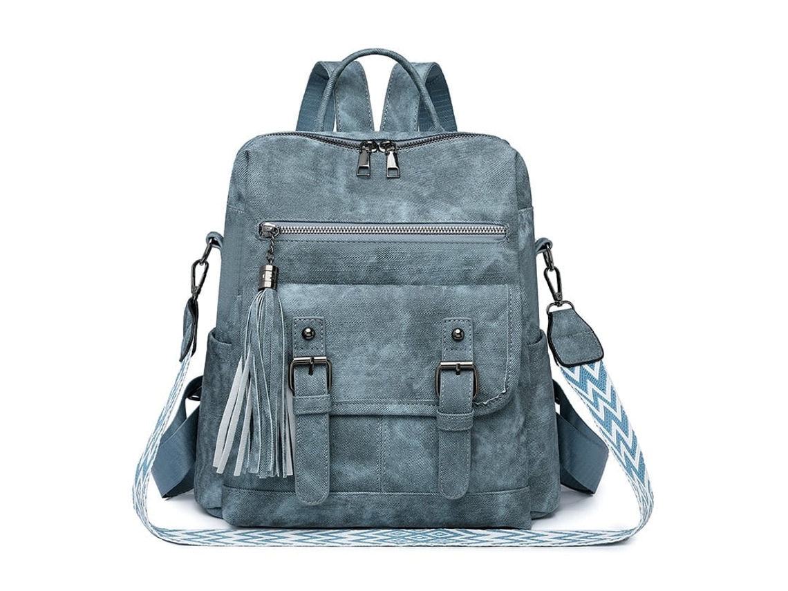 Mochila Feminina em Couro Pu, Fashion, Anti Roubos, Marrom Claro DIGITALLAB