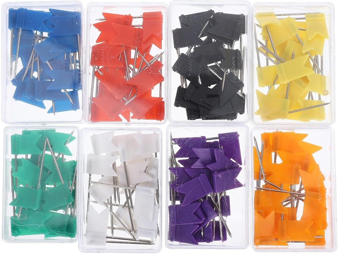 Conjunto de 160 alfinetes para mapas, feitos de ferro e plástico, em recipiente reutilizável, ideais para mapas.