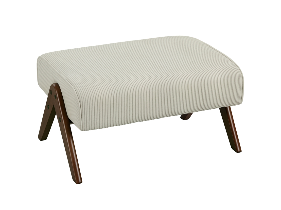 Pufe Baixo com Assento Acolchoado S/MARCA, 69x47x36 cm, pernas de madeira, bege