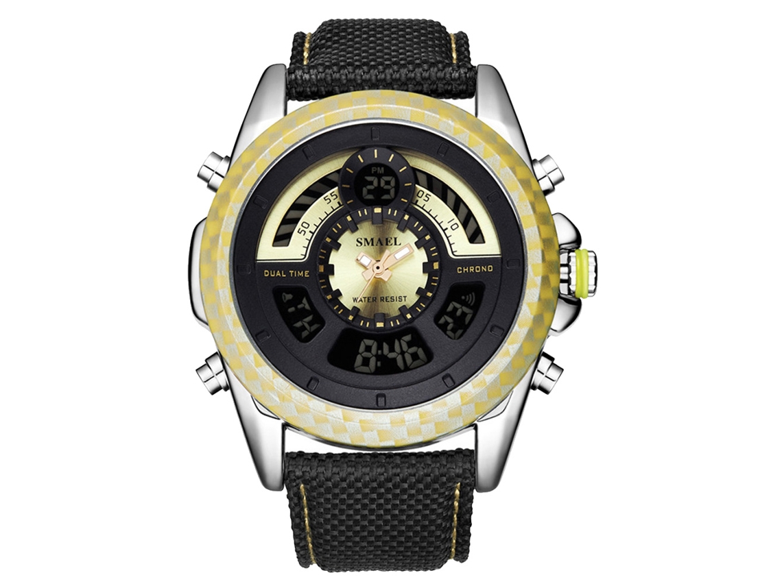 Reloj Electrónico De Cuarzo Con Correa De Nailon Impermeable Smael Moda Oro
