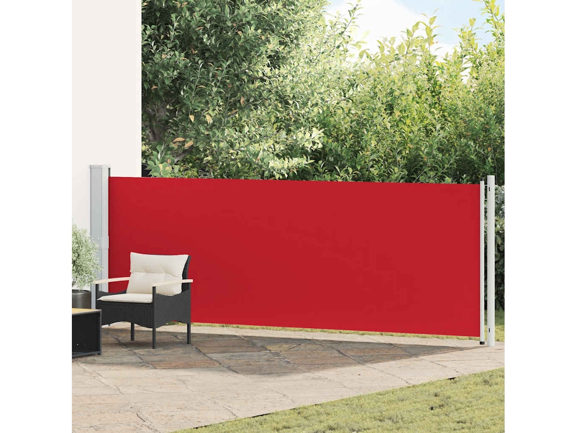 Vidaxl Toldo Lateral Retrátil Para Pátio 140x600 Cm Vermelho
