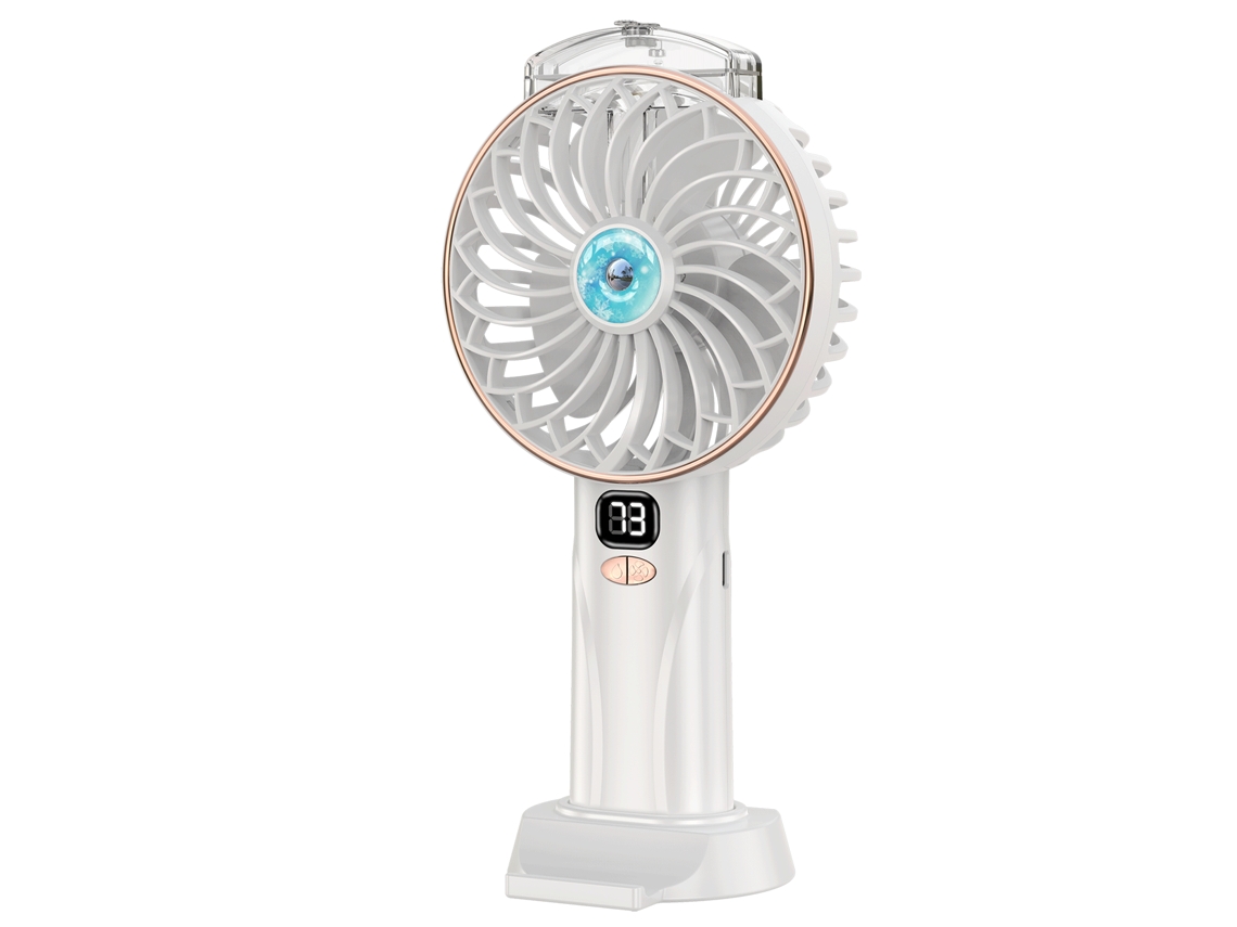 Ventiladores Portáteis Ventilador De Mão 4.3 Polegadas | 3 Lâminas | 5 Velocidades | 2400mah | Branco E Douradoe Aigostar