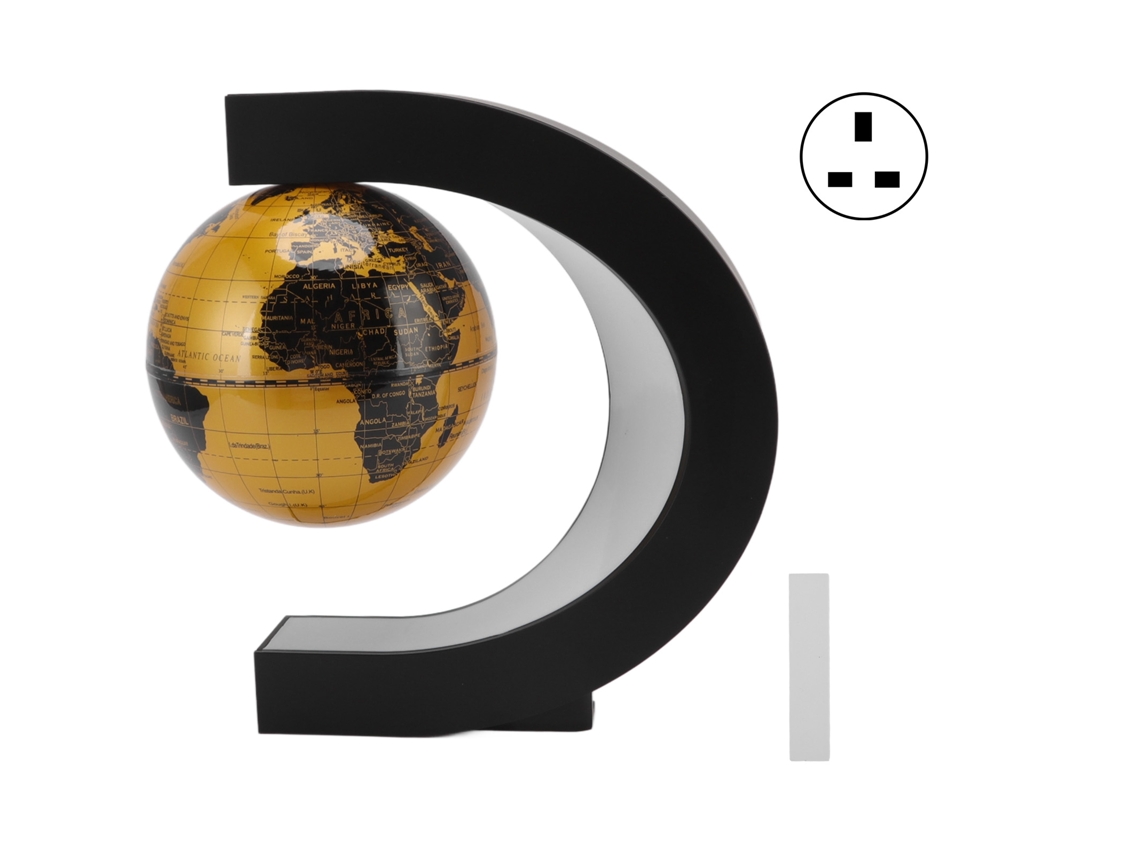 Ornamento Globo Magnético 6 Polegadas Rotativo Luminoso Ouro