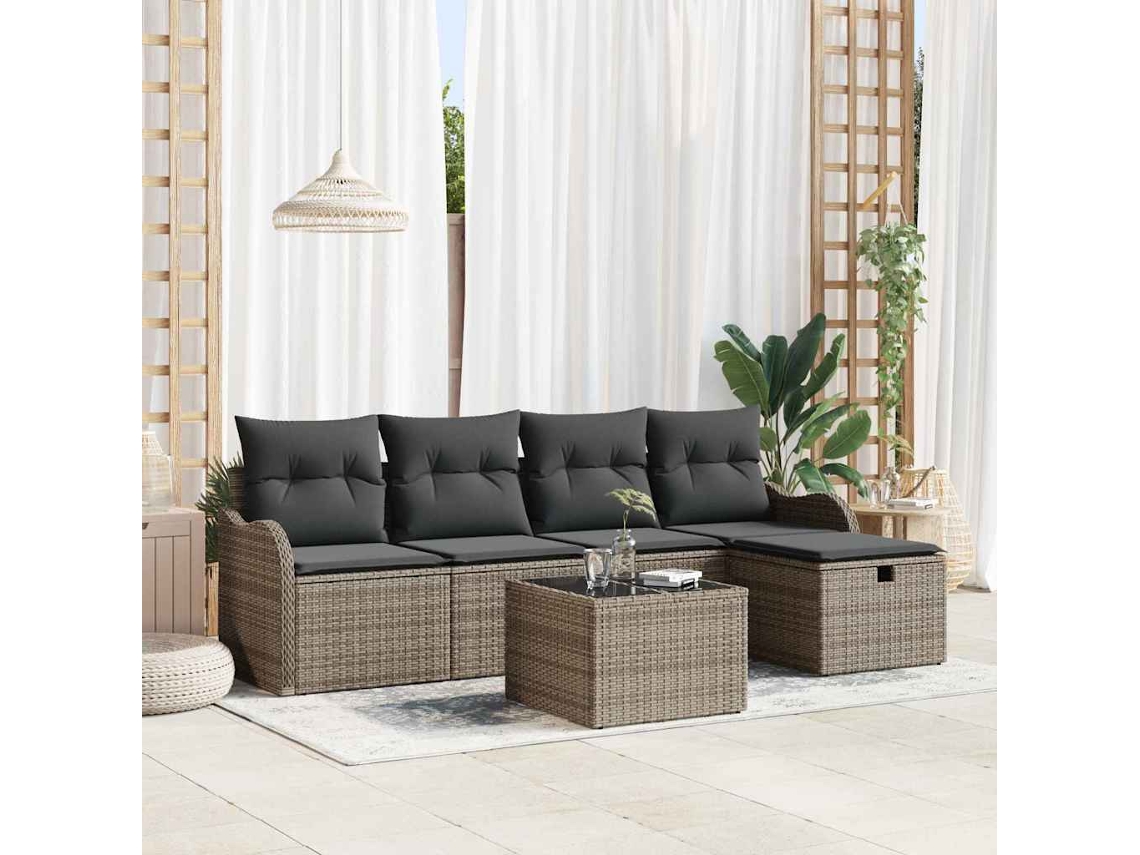 Vidaxl Conjunto De Sofá De Jardim 6 Unid. Rattan Sintético