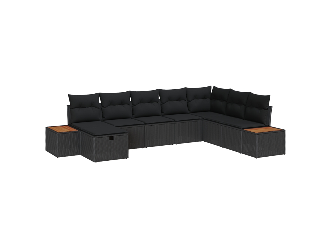 Sofá De Jardim Vidaxl Preto Vime Pe (55 X 62 X 69 Cm)