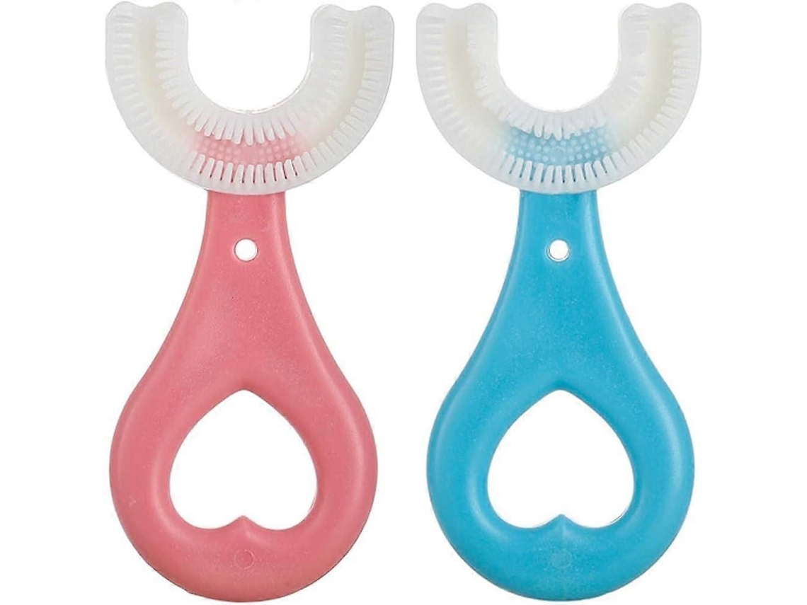 Escova de Dentes Infantil em Formato U , Treinamento Manual, Cabeça Silicone Macio Qual Idade Alimentar, Design GOKOCO (2 Unidades)