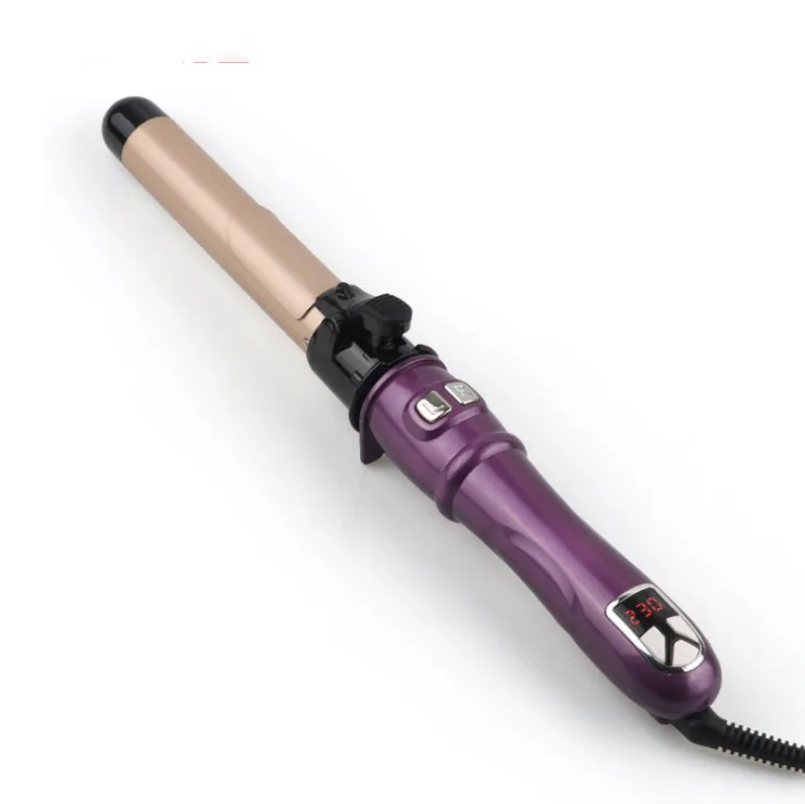 (roxo) Modelador De Cabelo Automático Lcd, Ferro De Ondular Rotativo, Ferro De Modelar Cabelo Profissional Aquecido, Ferro De Ondular Rotativo A Ar
