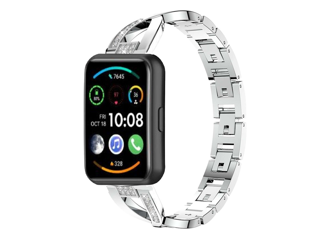 Bracelete Pulseira Aço Luxury para Huawei Watch Fit 2 Prateado