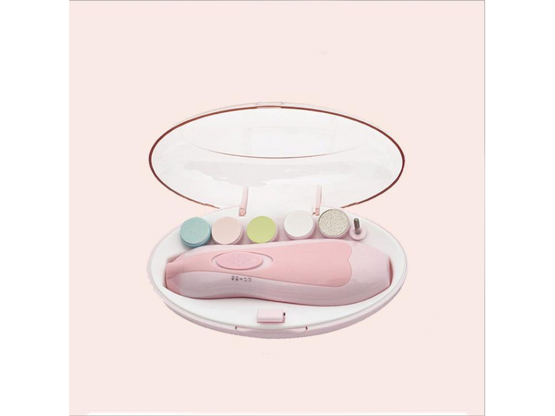 Mali lixa Elétrica de Unhas para Bebê com Luz Led Kit Manicure para Recém nascido Toddler Rosa
