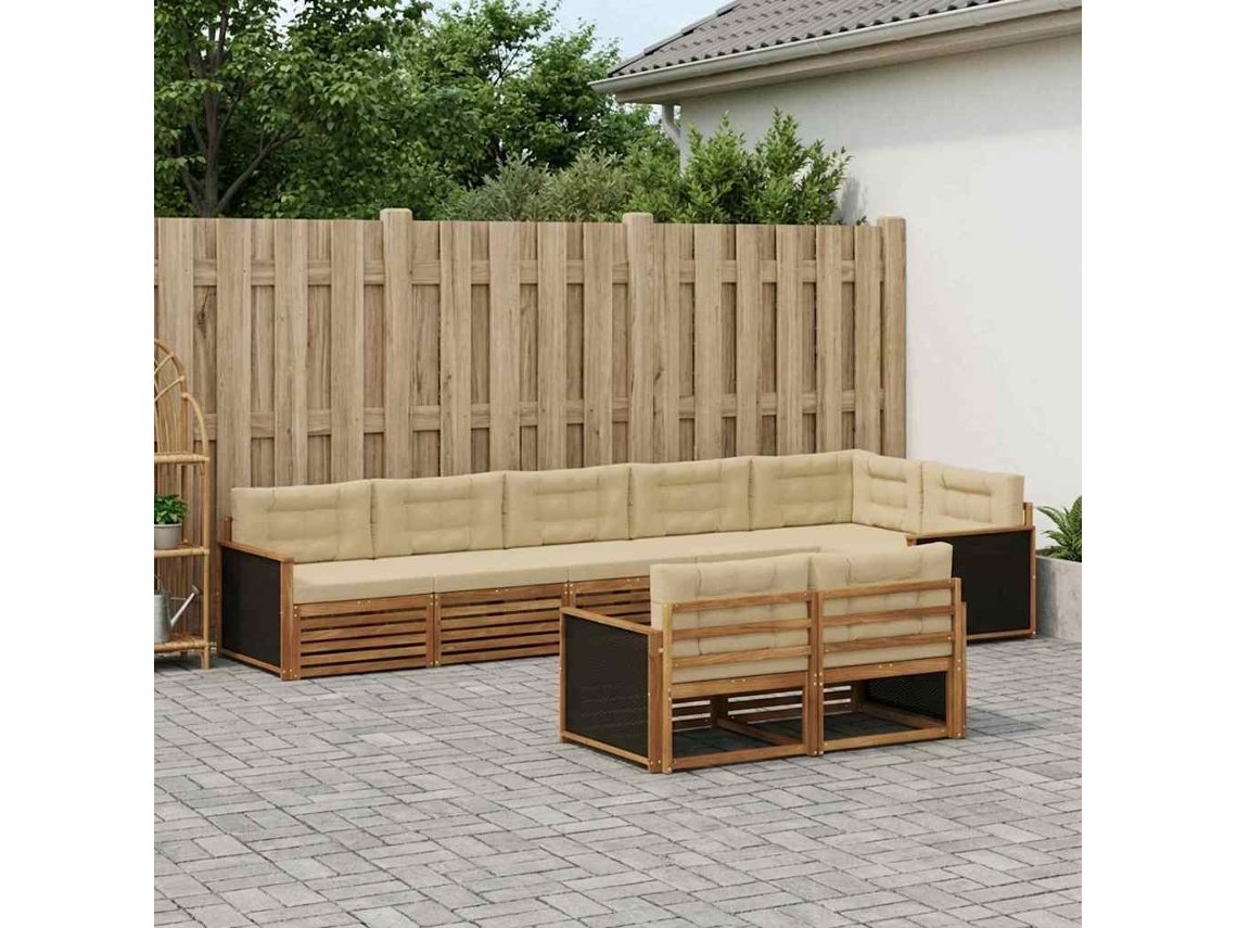 Vidaxl Conjunto De Sofás Para Exterior 8 Unid. Natural E Bege