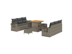 Maison Exclusive - Conjunto De Sofá De Jardim Com Almofada Manual 9 Pcs Cinzeto