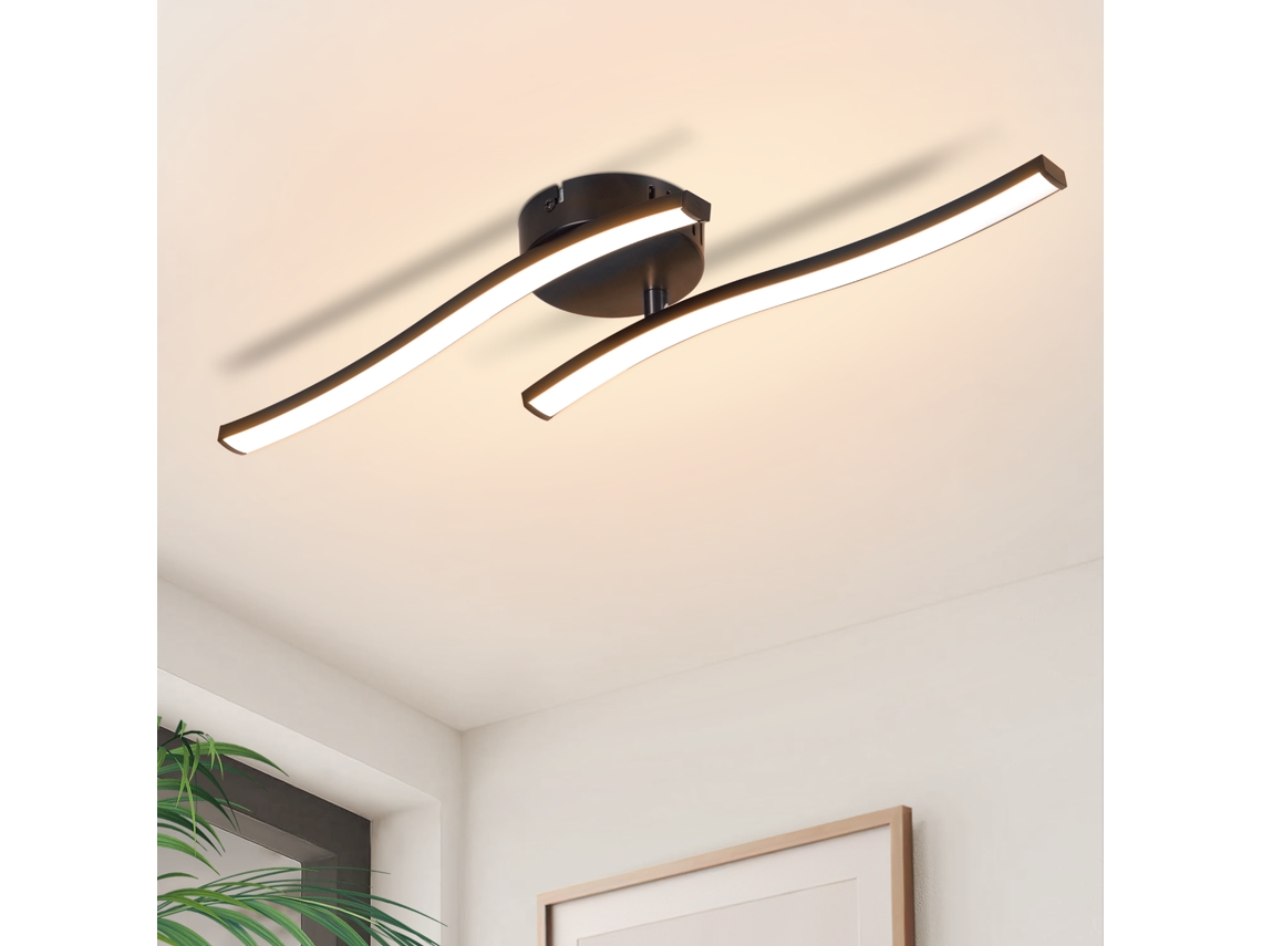 Nettlife Candeeiro De Teto Led Sala De Estar Moderno Quarto Candeeiro De Teto Preto 12 W 3000 K Interior Branco Quente, 7,3 Cm, Uso Diário
