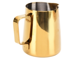 Caneca de aço inox dourada 380ml para espumar leite em casa, restaurante ou bar | S/MARCA